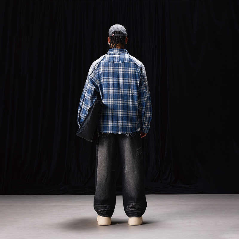 New Autumn Style Blue Flannel Plaid Shirt