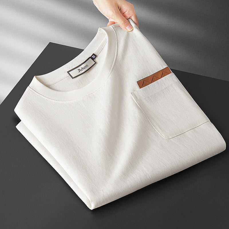 Lightweight Ice Silk Linen Men's Short-Sleeve T-Shirt