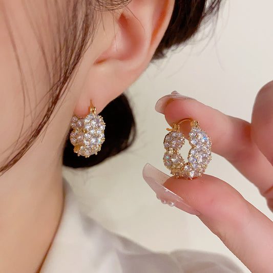 Stylish Zircon Round Hoop Earrings For Women