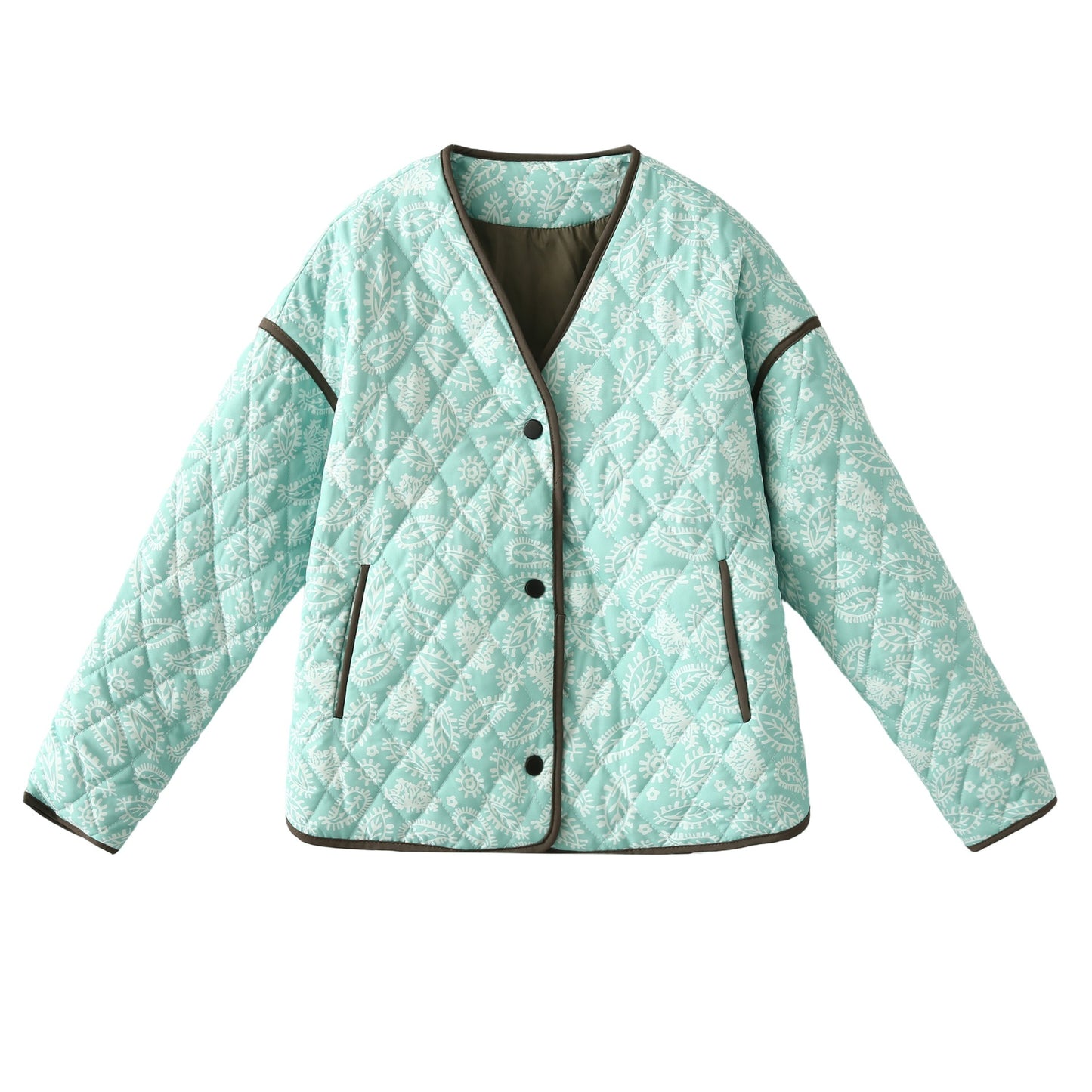 New European And American-style Fashionable Casual V-neck Printed Jacket For Women