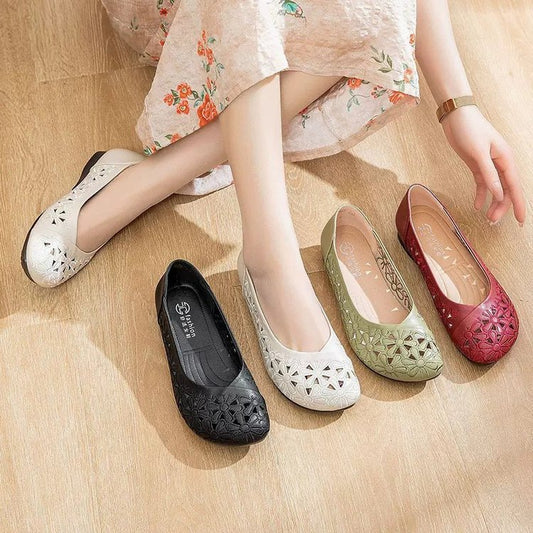 Womens Breathable Flat Non-slip Leather Sandals Soft