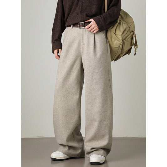 Thickened Wide-leg Pants Old-money Style Straight-leg
