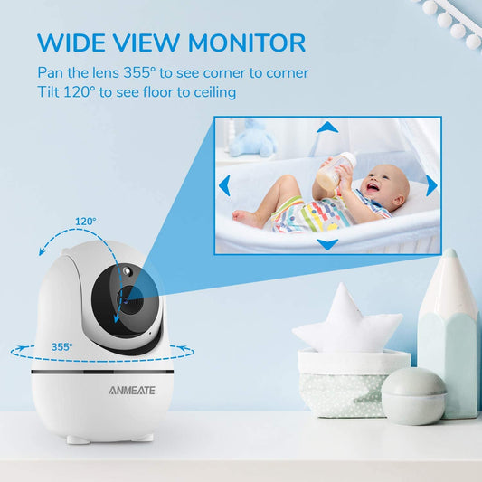 Baby Monitor with Remote Pan-Tilt-Zoom Camera,Large Display Video Baby Monitor with Camera and Audio |Infrared Night Vision |Two Way Talk | Room Temperature| Lullabies and 960Ft Range(Black)