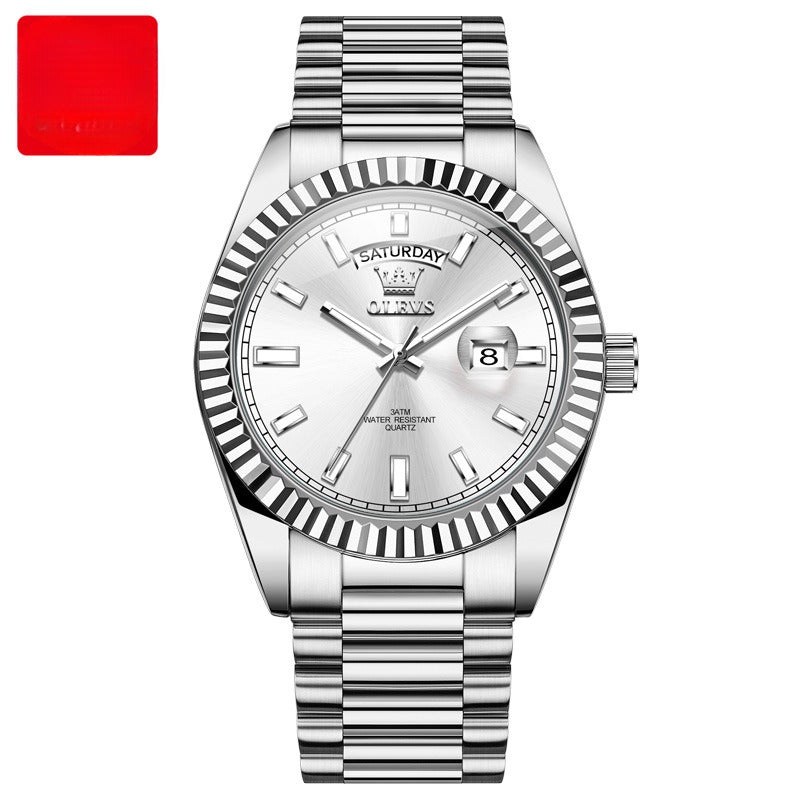 Luminous Waterproof Business Steel Belt Wrist Watch