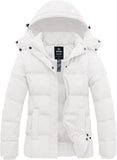Women'S Hooded Warm Winter Coat Quilted Thicken Puffer Jacket with Removable Hood