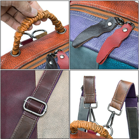 Mens Patchwork ColorBlock EthnicStyle Backpack