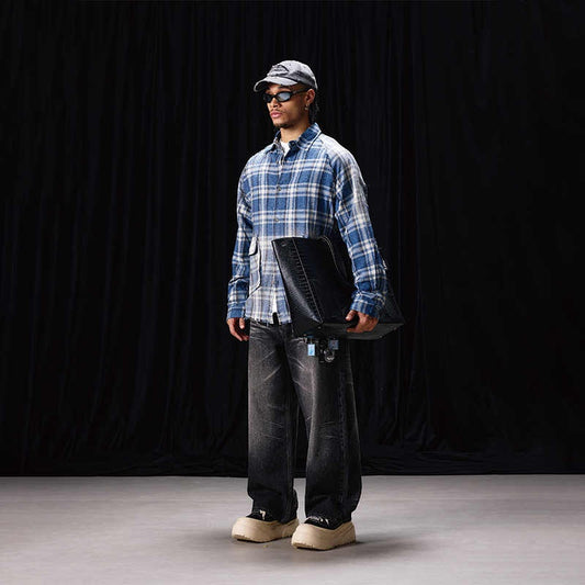 New Autumn Style Blue Flannel Plaid Shirt