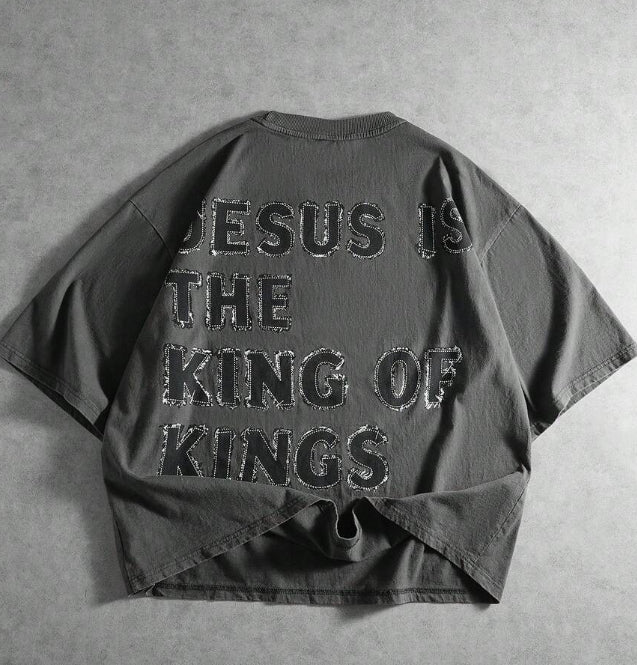 Washed Letter-printed Short Sleeves
