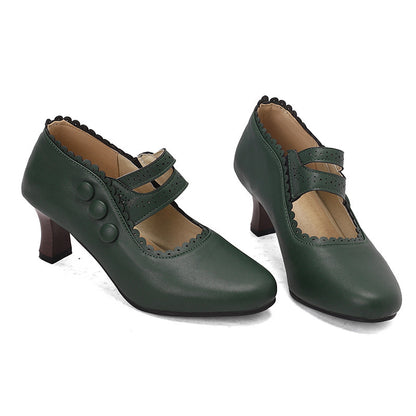 Fashionable High-Heel Retro Mary Jane Double-Breasted Pumps For Women