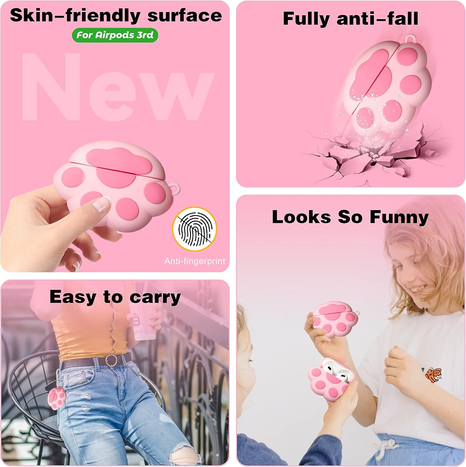 for Airpods 3 3Rd Generation Case Cute 3D Lovely Unique Cartoon for Airpod 3 Silicone Cover Fun Funny Cool Design Fashion Cases for Boys Girls Kids Teen for Air Pods 3 (2021) (Cat Claw)