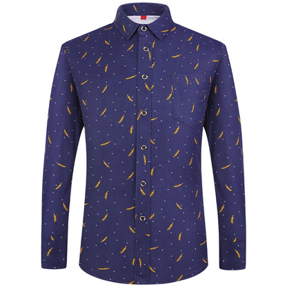 Men's Business Commute Plaid Long-Sleeve Shirt