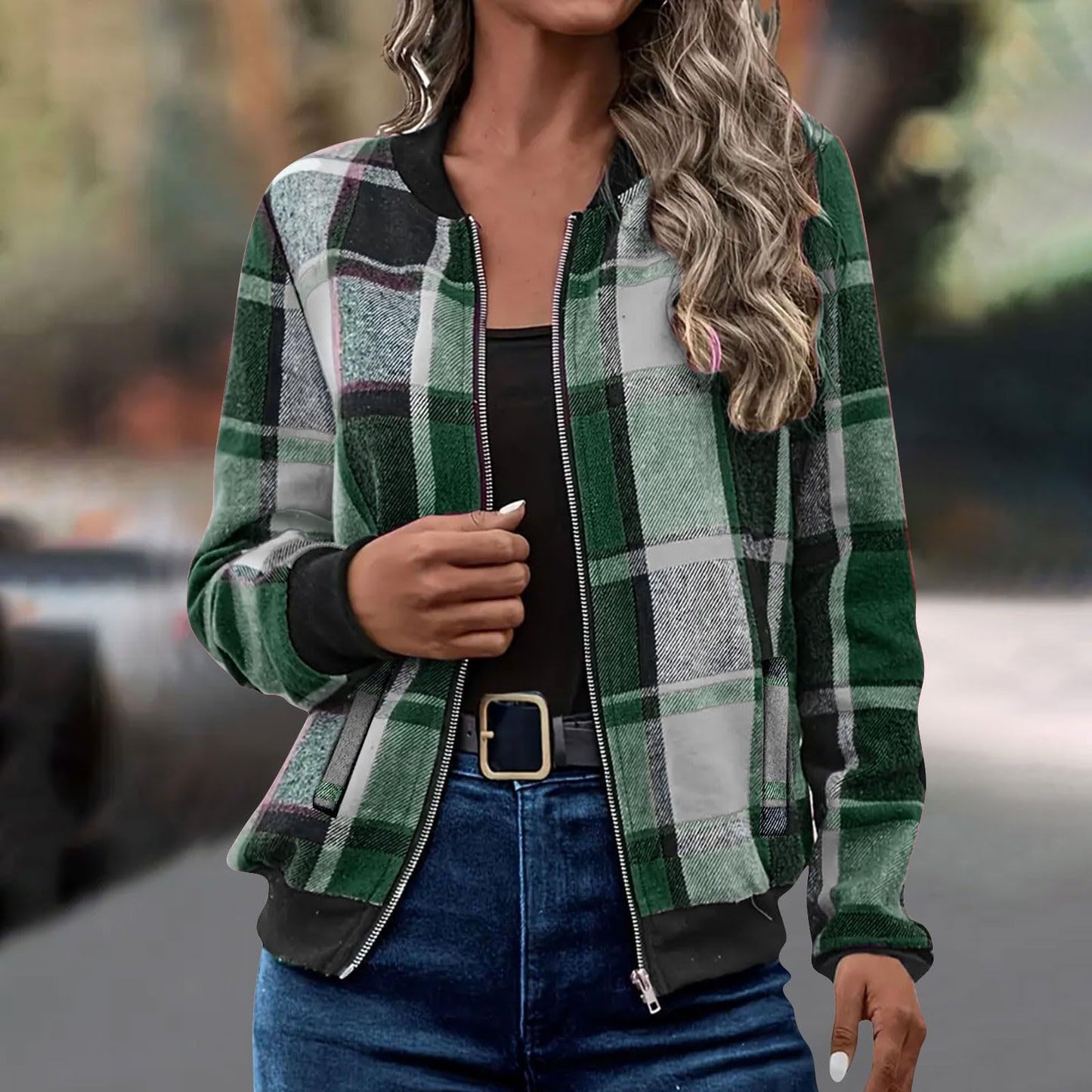 Womens Casual Long-sleeve Printed Cardigan Jacket