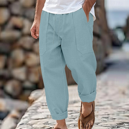 Breathable Sweat Absorbing Solid Color Trousers Basic Style Casual Wide Leg Pants