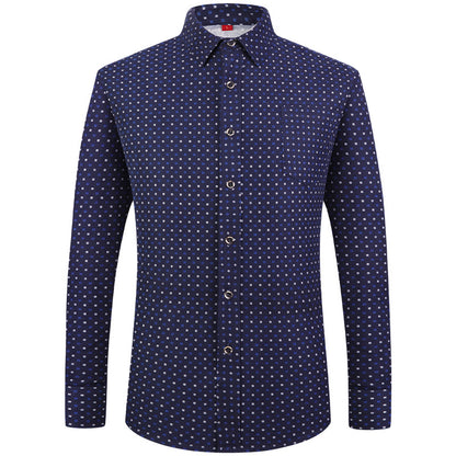 Men's Business Commute Plaid Long-Sleeve Shirt
