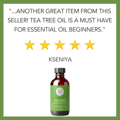 Tea Tree Essential Oil, 4 Fl Oz with Dropper - Undiluted Therapeutic Grade for Your Face, Skin, Hair and Diffuser - 100% Pure Melaleuca Oil for Acne, Toenails - by