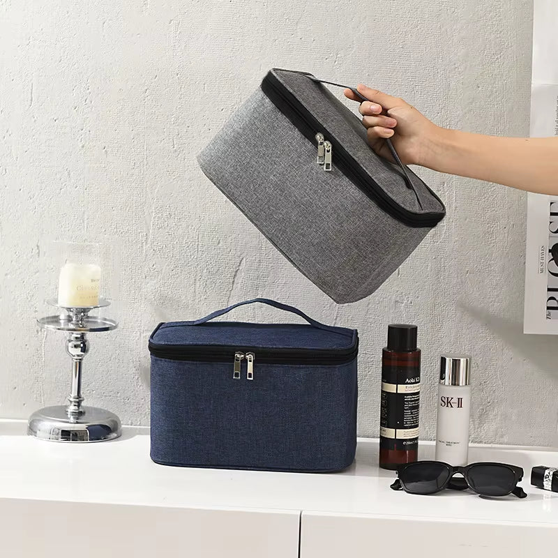 1Pc Business Trip Men'S Toiletry Bag Double Layer Large Capacity Cosmetic Bag Oxford Cloth Storage Bag Portable Handbag