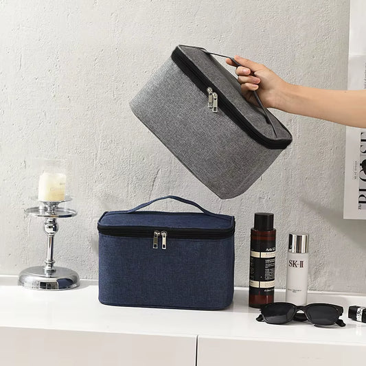 1Pc Business Trip Men'S Toiletry Bag Double Layer Large Capacity Cosmetic Bag Oxford Cloth Storage Bag Portable Handbag