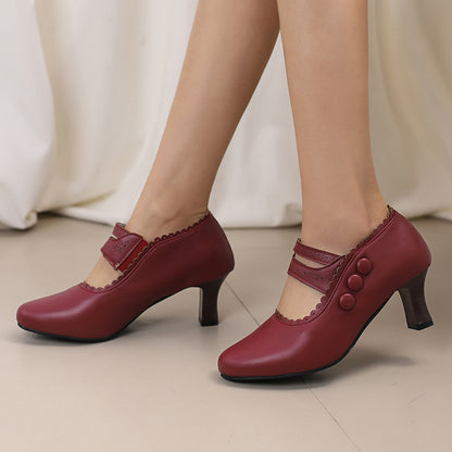 Fashionable High-Heel Retro Mary Jane Double-Breasted Pumps For Women