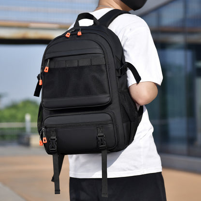 Mens Large-capacity Solid-color Minimalist Business Backpack