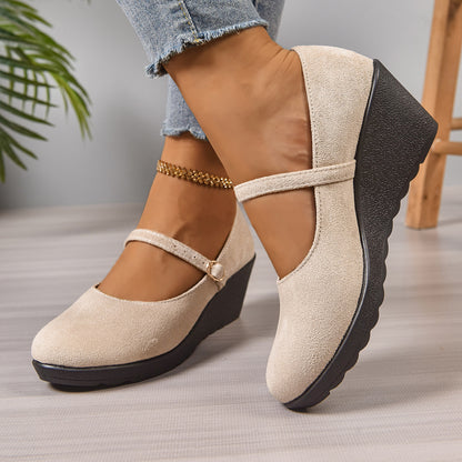 Solid-color Thick-soled Low-cut Comfortable Suede Round-toe Womens Shoes