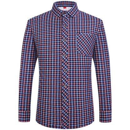 Men's Business Commute Plaid Long-Sleeve Shirt