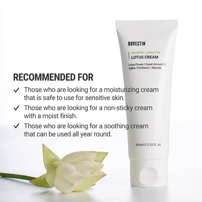 Calming Lotus Water Cream - Lightweight Moisturizer Face Cream for Oily, Combination Skin | 75% Lotus Water Extract for Skin Purifying, Anti-Aging | Vegan Korean Skincare (2.03 Fl Oz, 60Ml)