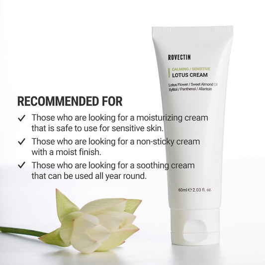 Calming Lotus Water Cream - Lightweight Moisturizer Face Cream for Oily, Combination Skin | 75% Lotus Water Extract for Skin Purifying, Anti-Aging | Vegan Korean Skincare (2.03 Fl Oz, 60Ml)