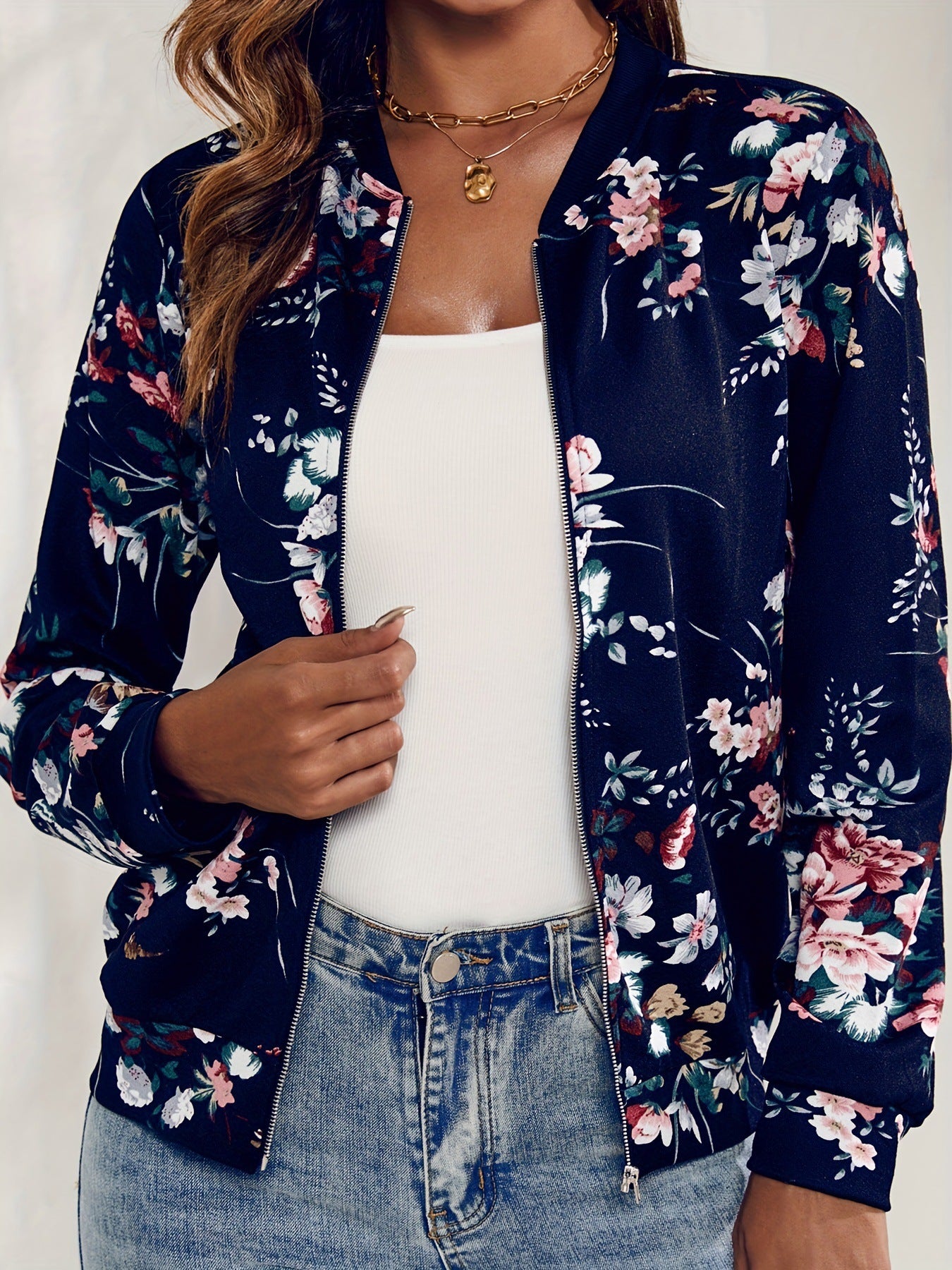 Womens Casual Long-sleeve Printed Cardigan Jacket