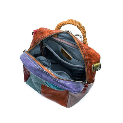 Mens Patchwork ColorBlock EthnicStyle Backpack