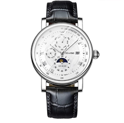 Men's Mechanical With Tourbillon High-End Moon Phase And Starry Sky Design Water-Resistant Watch