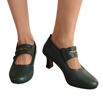 Fashionable High-Heel Retro Mary Jane Double-Breasted Pumps For Women