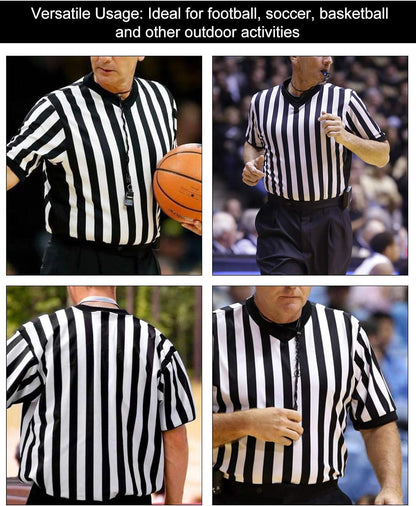 Men'S Official Black & White Stripe Referee Shirt Short Sleeve Umpire Jersey Costume Pro Ref Football Uniform