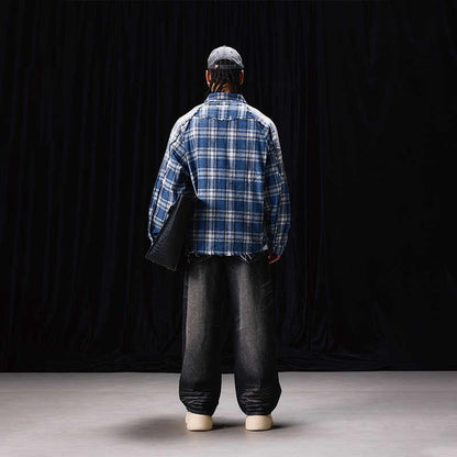 New Autumn Style Blue Flannel Plaid Shirt