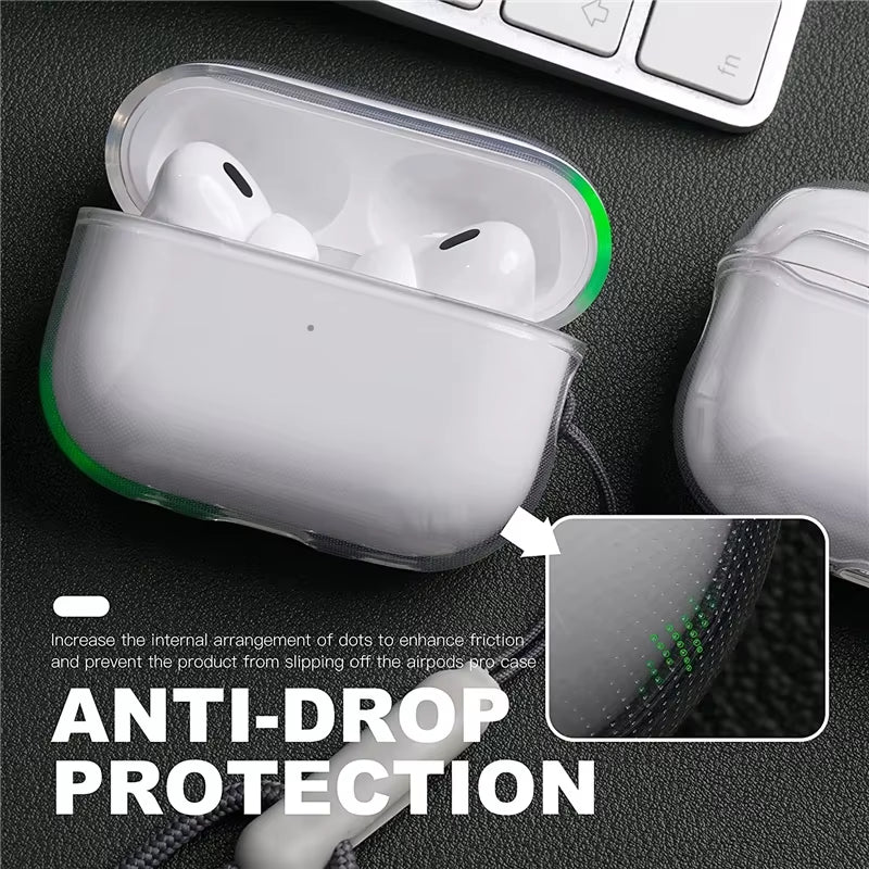 Clear Soft TPU Earphone Case with Lanyard Strap for Airpods Pro 2 3 2Nd Generation Air Pods 4 3 1 3Rd 2024 Gen Cover Accessories