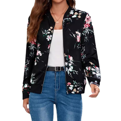 Womens Casual Long-sleeve Printed Cardigan Jacket