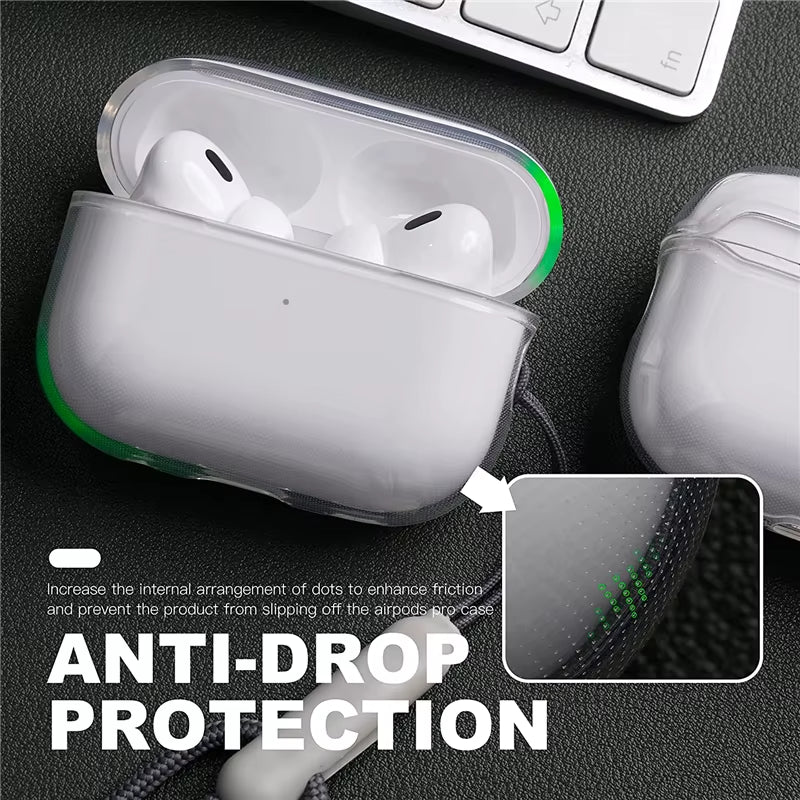 Clear Soft TPU Earphone Case with Lanyard Strap for Airpods Pro 2 3 2025 2Nd Generation Air Pods 3 2 1 4 2024 Cover Accessories