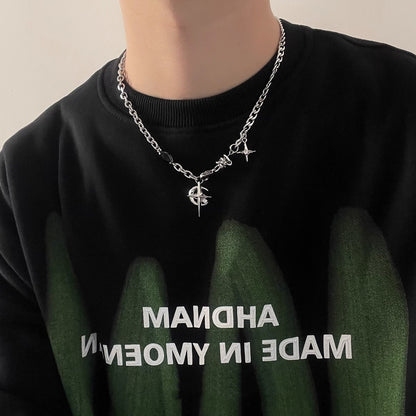 Black Gemstone Star Hip-hop Street Necklace