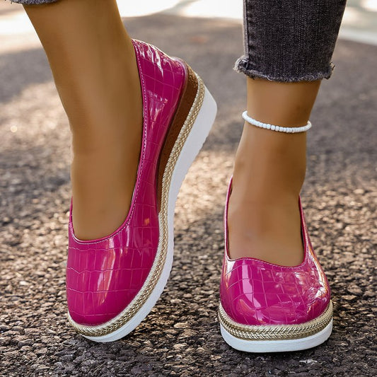 Large-size Wedge-heel Patent Leather Womens Pumps