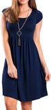 Women'S Short Sleeve Empire Waist Casual Swing T Shirt Dress (XL, Navy)