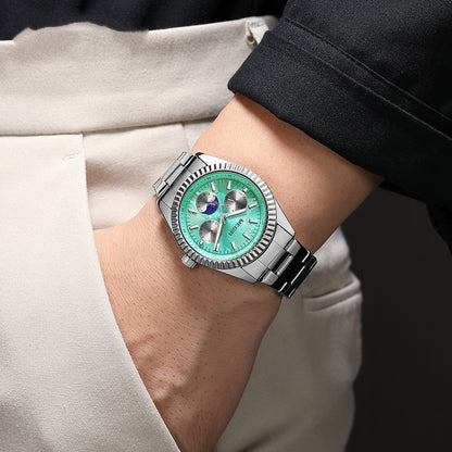 Lunar Phase Business Steel-Strap Waterproof Quartz Men's Watch