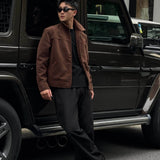 Retro Millennial Coffee-Colored Suede Jacket