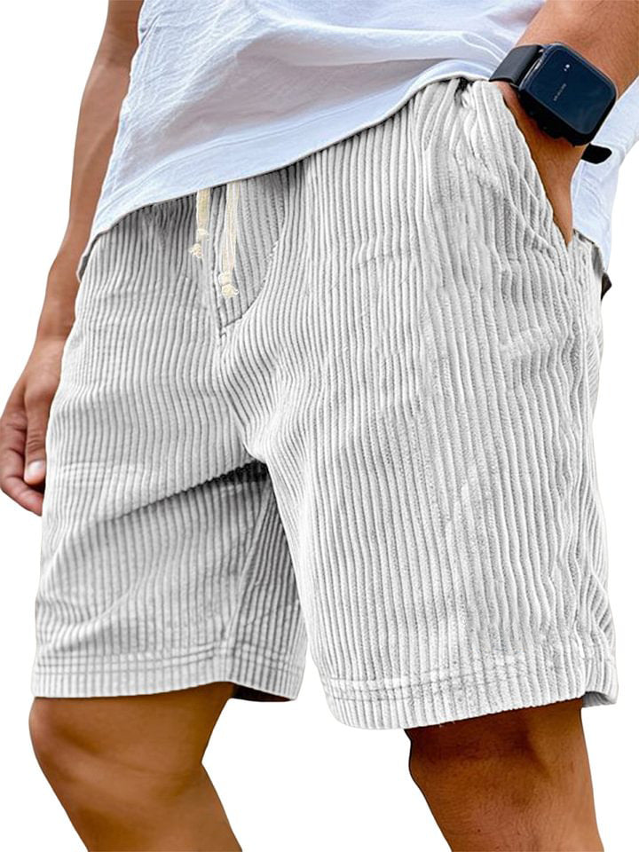 Men's Retro Embroidered Corduroy Fashionable Lace-up Casual Shorts