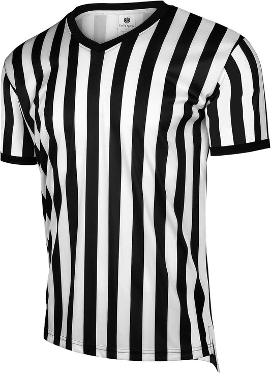 Men'S Official Black & White Stripe Referee Shirt Short Sleeve Umpire Jersey Costume Pro Ref Football Uniform