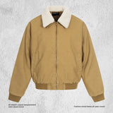 Contrasting Color Fleece-Lined Jacket With Fur Collar Men's Loose Fit