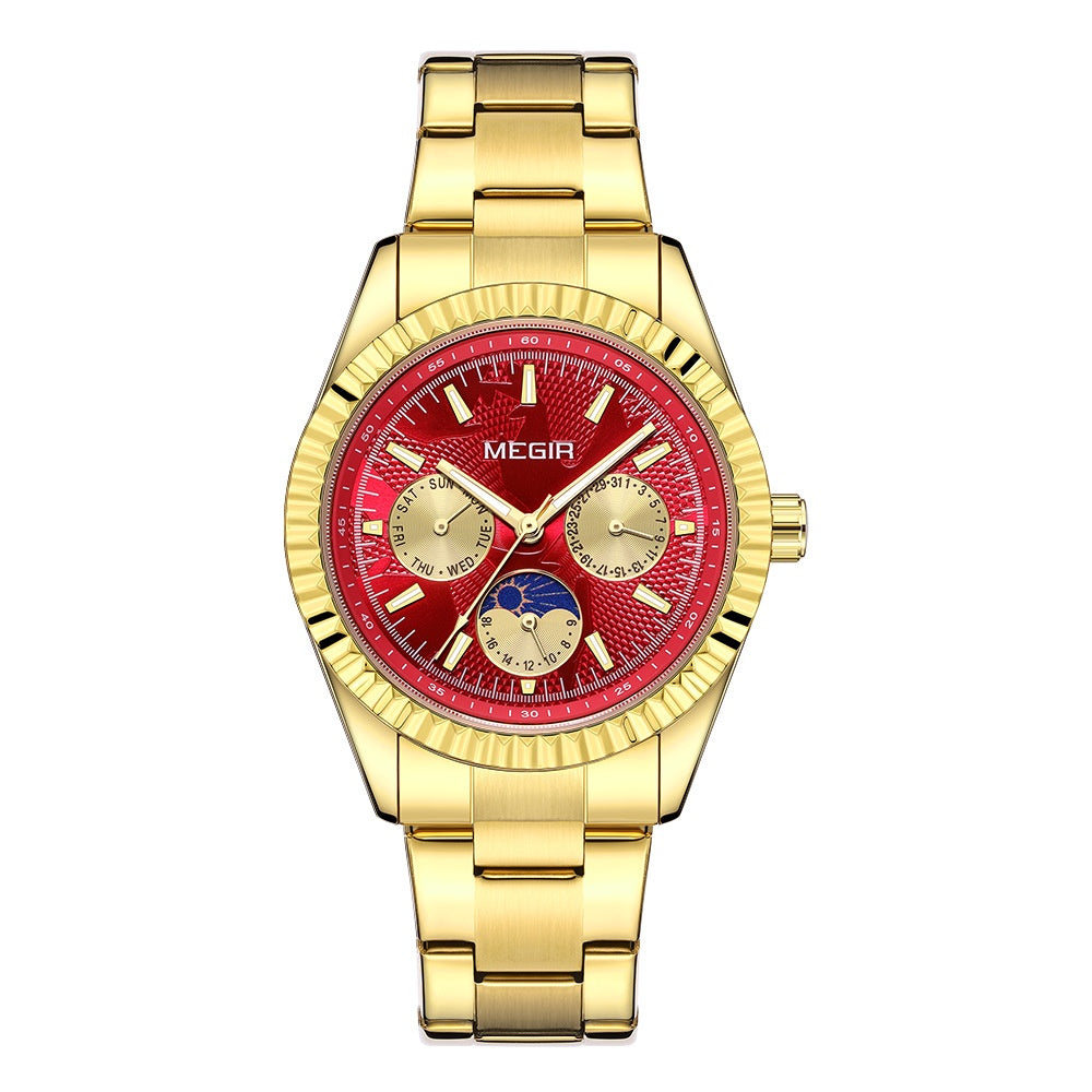 Lunar Phase Business Steel-Strap Waterproof Quartz Men's Watch