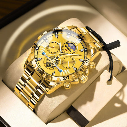 Men's Business Student Night Light Waterproof Flywheel Quartz Watch