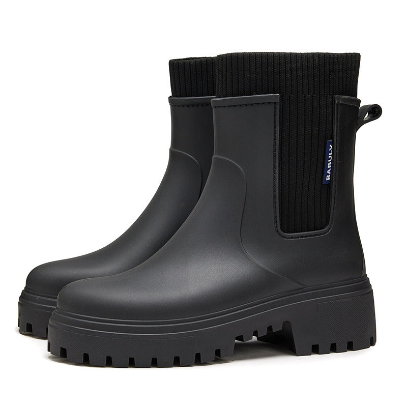Women's Elastic-waist Rain Boots Mid- To Low-cut