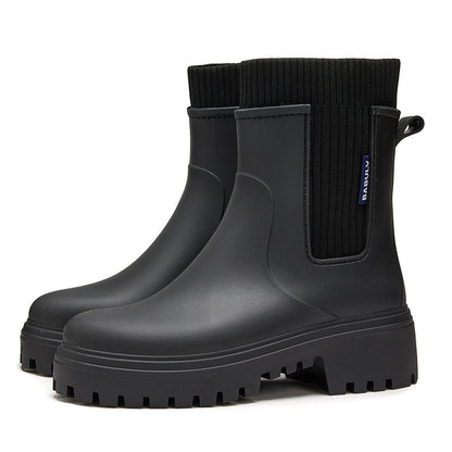 Women's Elastic-waist Rain Boots Mid- To Low-cut
