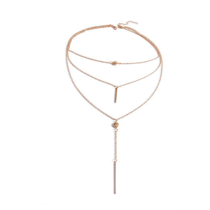 Delicate Metal Bar With Small Dots Hanging Bar Necklace