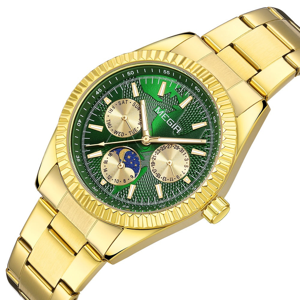 Lunar Phase Business Steel-Strap Waterproof Quartz Men's Watch